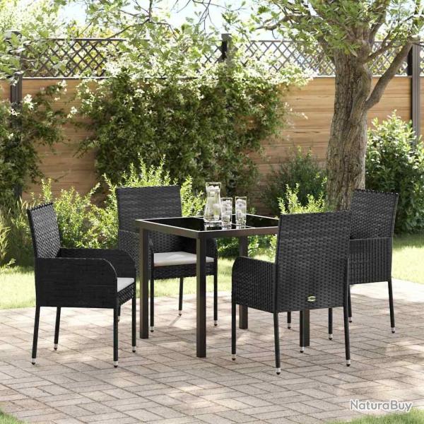Ensemble de salle � manger pour jardin 5 pcs Noir polyrotin