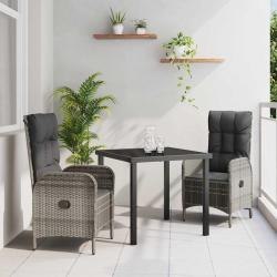 Ensemble de salle &agrave; manger pour jardin 3 pcs Gris polyrotin