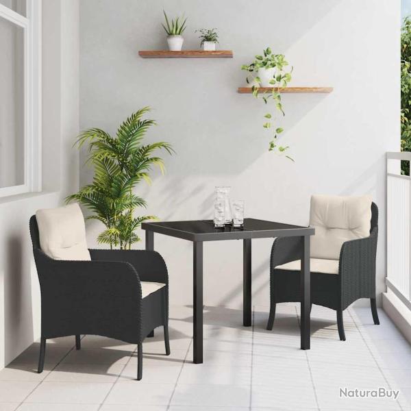 Ensemble de salle � manger pour jardin 3 pcs Noir polyrotin