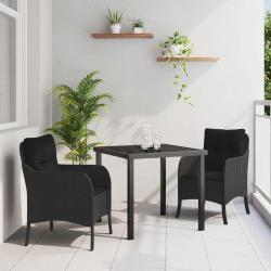 Ensemble de salle &agrave; manger pour jardin 3 pcs Noir polyrotin