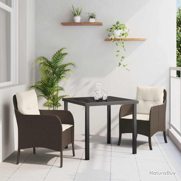 Ensemble de salle � manger pour jardin 3 pcs Marron polyrotin