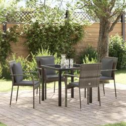 Ensemble de salle &agrave; manger pour jardin 5 pcs Gris polyrotin