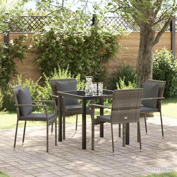 Ensemble de salle � manger pour jardin 5 pcs Gris polyrotin