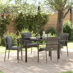 Ensemble de salle &agrave; manger pour jardin 5 pcs Gris polyrotin