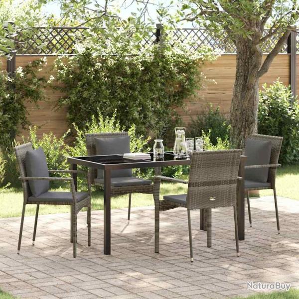 Ensemble de salle � manger pour jardin 5 pcs Gris polyrotin