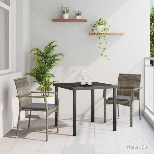 Ensemble de salle � manger pour jardin 3 pcs Gris polyrotin