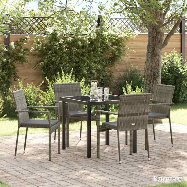 Ensemble de salle � manger pour jardin 5 pcs Gris polyrotin