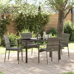 Ensemble de salle &agrave; manger pour jardin 5 pcs Gris polyrotin