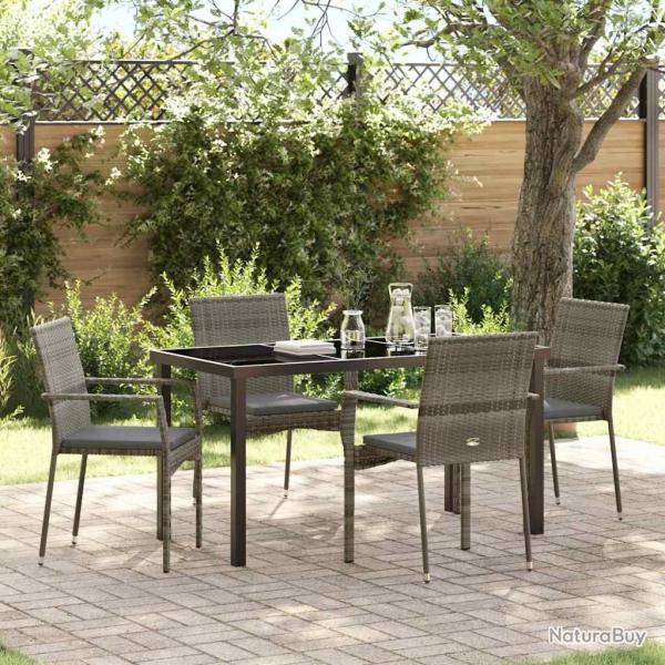 Ensemble de salle � manger pour jardin 5 pcs Gris polyrotin
