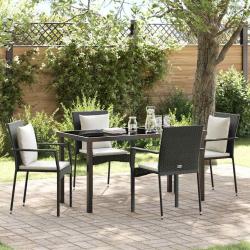 Ensemble de salle &agrave; manger pour jardin 5 pcs Noir polyrotin
