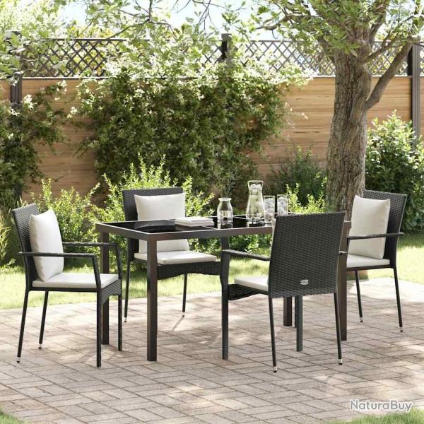 Ensemble de salle � manger pour jardin 5 pcs Noir polyrotin