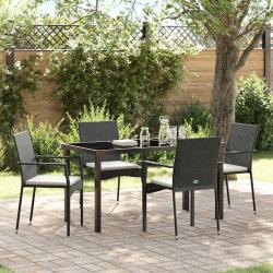 Ensemble de salle &agrave; manger pour jardin 5 pcs Noir polyrotin
