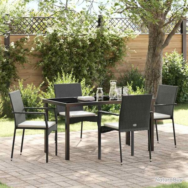 Ensemble de salle � manger pour jardin 5 pcs Noir polyrotin