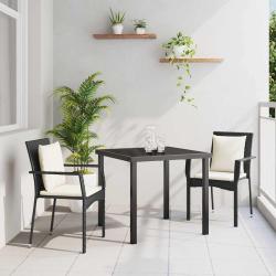 Ensemble de salle &agrave; manger pour jardin 3 pcs Noir polyrotin