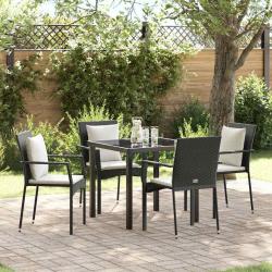 Ensemble de salle &agrave; manger pour jardin 5 pcs Noir polyrotin