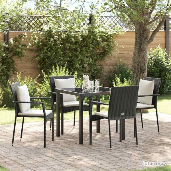 Ensemble de salle � manger pour jardin 5 pcs Noir polyrotin