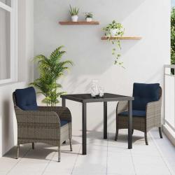 Ensemble de salle &agrave; manger pour jardin 3 pcs Gris polyrotin