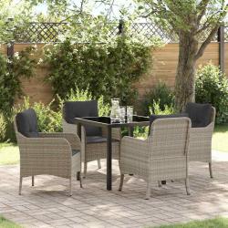 Ensemble de salle &agrave; manger pour jardin 5 pcs Gris clair