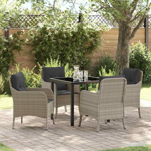 Ensemble de salle � manger pour jardin 5 pcs Gris clair