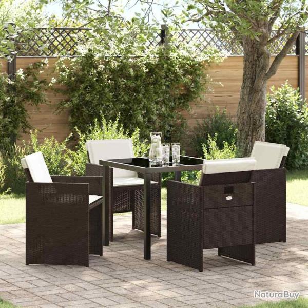 Ensemble de salle � manger pour jardin 5 pcs Marron polyrotin