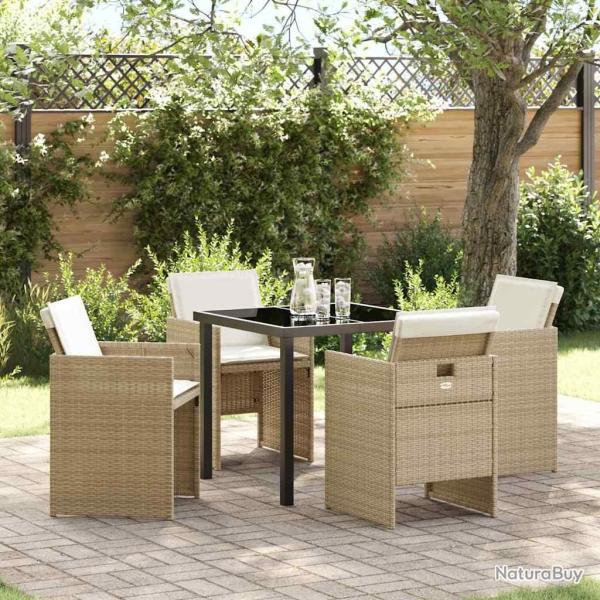 Ensemble de salle � manger pour jardin 5 pcs Beige polyrotin