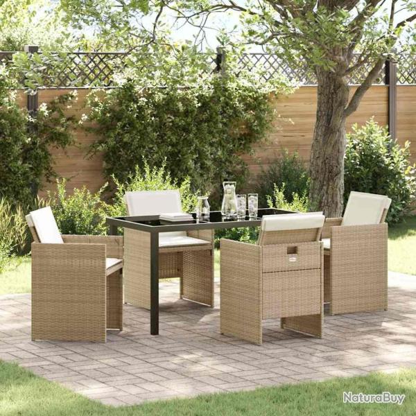 Ensemble de salle � manger pour jardin 5 pcs Beige polyrotin