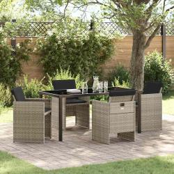Ensemble de salle &agrave; manger pour jardin 5 pcs Gris clair