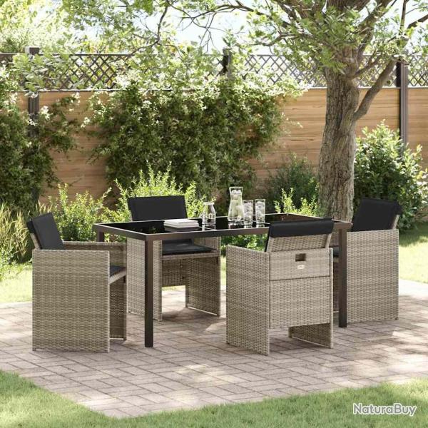 Ensemble de salle � manger pour jardin 5 pcs Gris clair