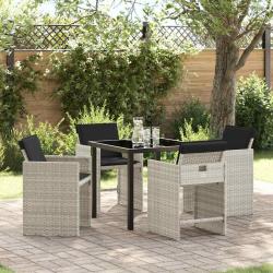 Ensemble de salle &agrave; manger pour jardin 5 pcs Gris clair