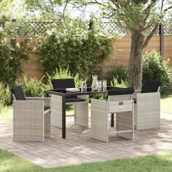 Ensemble de salle &agrave; manger pour jardin 5 pcs Gris clair