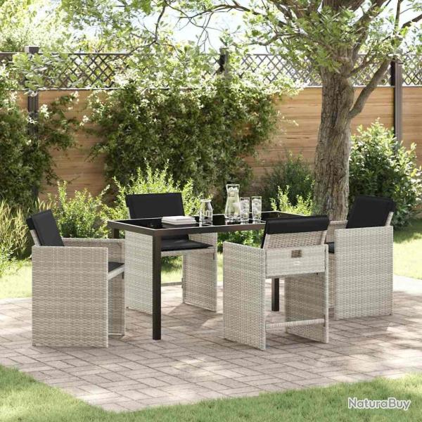 Ensemble de salle � manger pour jardin 5 pcs Gris clair