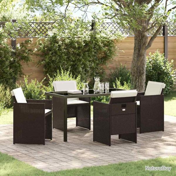 Ensemble de salle � manger pour jardin 5 pcs Marron polyrotin