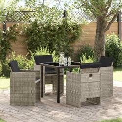 Ensemble de salle &agrave; manger pour jardin 5 pcs Gris clair