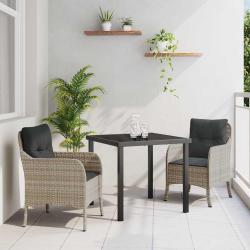 Ensemble de salle &agrave; manger pour jardin 3 pcs Gris clair