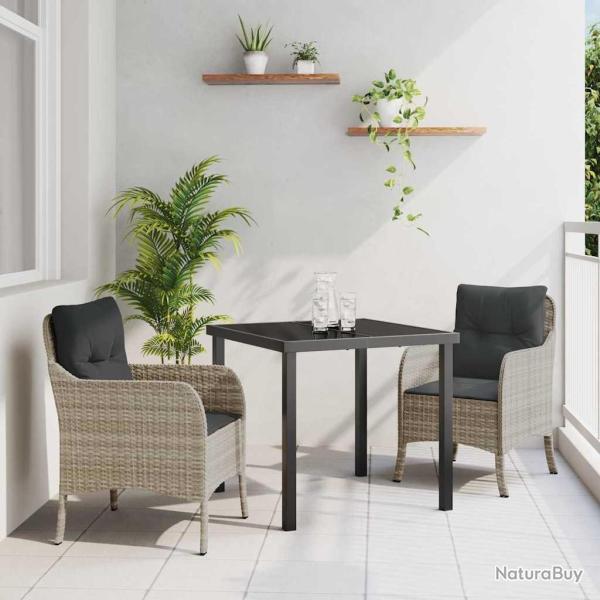 Ensemble de salle � manger pour jardin 3 pcs Gris clair