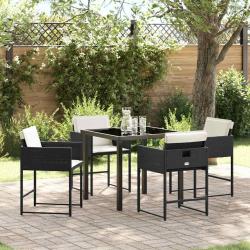 Ensemble de salle &agrave; manger pour jardin 5 pcs Noir polyrotin