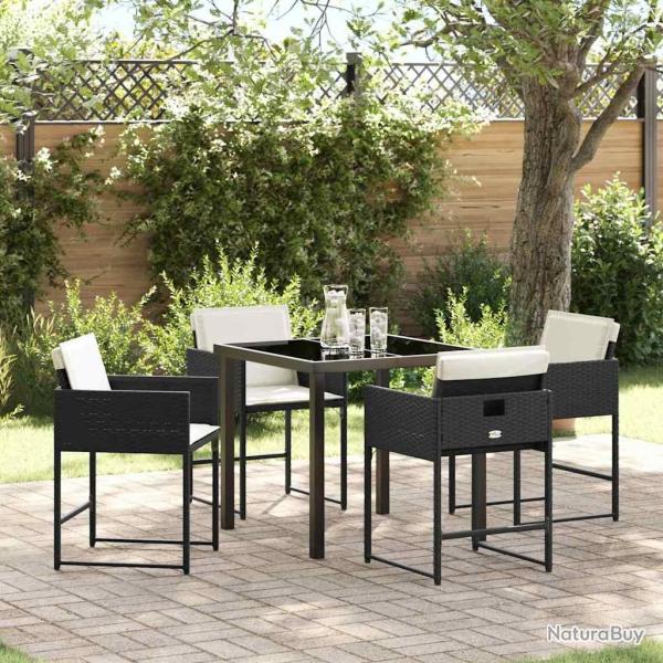 Ensemble de salle � manger pour jardin 5 pcs Noir polyrotin