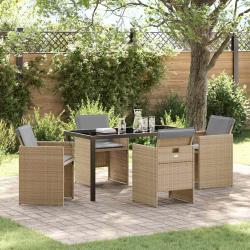 Ensemble de salle &agrave; manger pour jardin 5 pcs Beige polyrotin