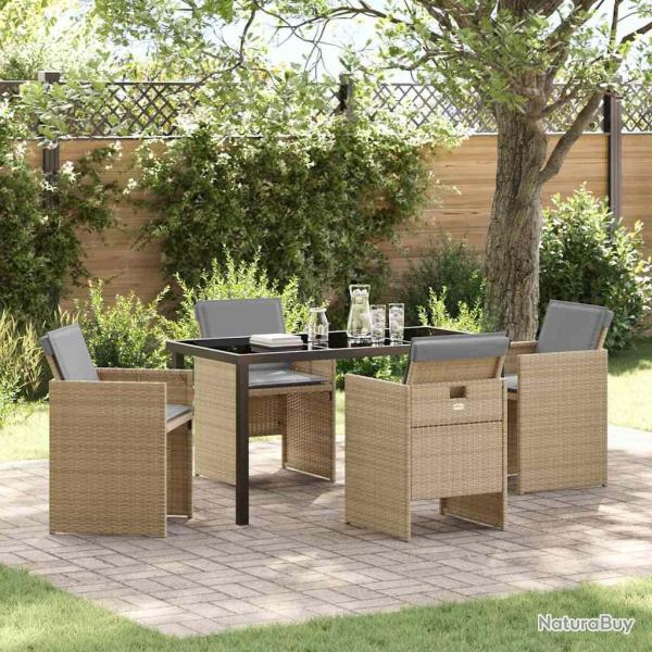 Ensemble de salle � manger pour jardin 5 pcs Beige polyrotin