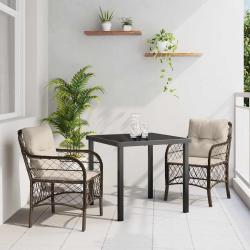 Ensemble de salle &agrave; manger pour jardin 3 pcs Marron polyrotin