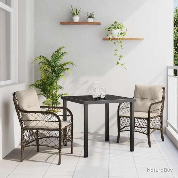 Ensemble de salle � manger pour jardin 3 pcs Marron polyrotin