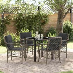 Ensemble de salle &agrave; manger pour jardin 5 pcs Gris polyrotin
