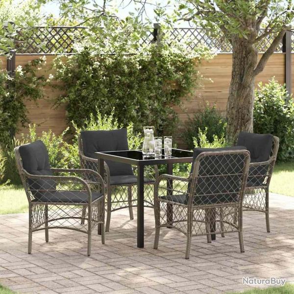 Ensemble de salle � manger pour jardin 5 pcs Gris polyrotin