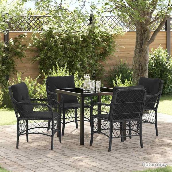 Ensemble de salle � manger pour jardin 5 pcs Noir polyrotin
