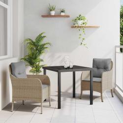 Ensemble de salle &agrave; manger pour jardin 3 pcs Beige polyrotin