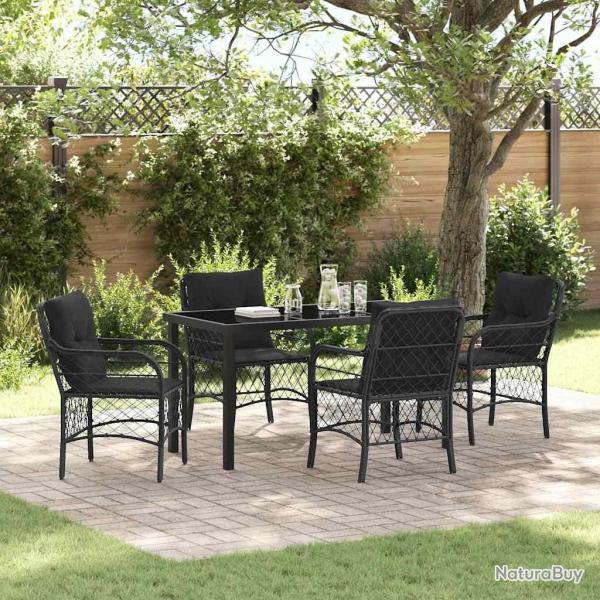 Ensemble de salle � manger pour jardin 5 pcs Noir polyrotin