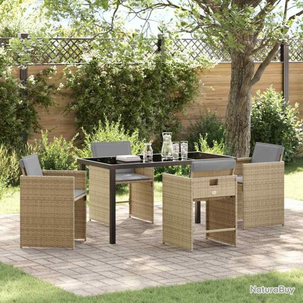 Ensemble de salle � manger pour jardin 5 pcs Beige polyrotin