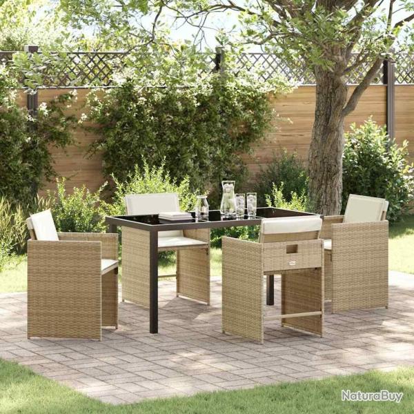 Ensemble de salle � manger pour jardin 5 pcs Beige polyrotin