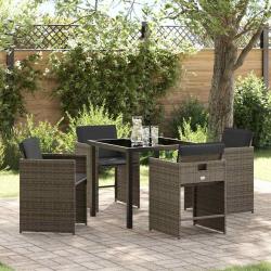 Ensemble de salle &agrave; manger pour jardin 5 pcs Gris polyrotin