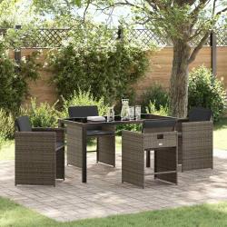 Ensemble de salle &agrave; manger pour jardin 5 pcs Gris polyrotin